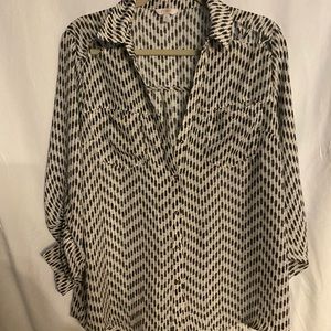 Black and white button down shirt